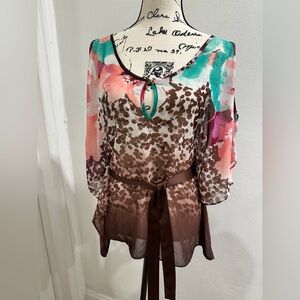 XOXO Multicolor Chiffon Blouse with Belt